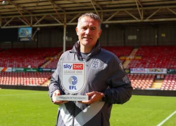 Congratulations: Manager Phil Parkinson has been nominated for the Sky Bet League One Manager of the Month award for April, after an unbeaten month led the Red Dragons to an historic third consecutive promotion 