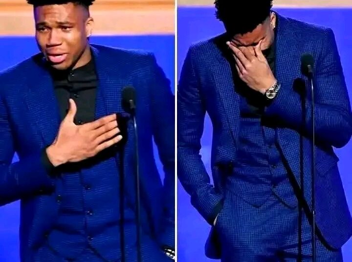 Breaking News: Even the big boys cry! Bucks star Giannis Antetokounmpo bursts into tears as he is named NBA MVP after edging James Harden for top honor…..